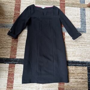 Boden Dress US 8L Black Structured Cotton Blend WW199 3/4 Sleeve Career Mid Cuff